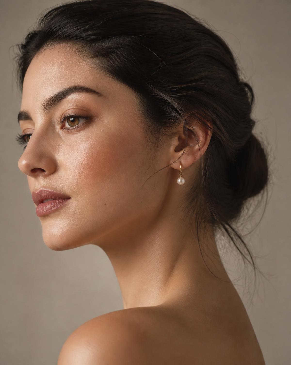 Editorial profile portrait showing the jawline, chin and neck in soft daylight